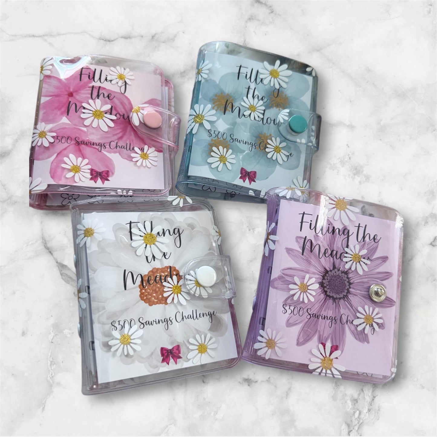 Daisy Kid and Adult Friendly Custom Mini Savings Challenge Mini Binders- Fill the Meadows