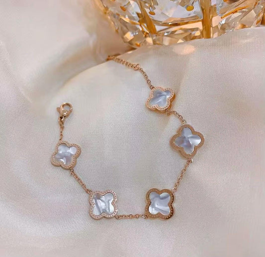 Luxury, brand, clover, bracelet, gold, silver, stainless steel in Mother of Pearl