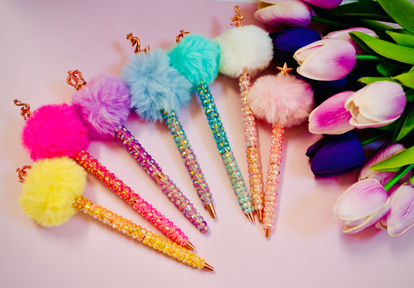 Bedazzled Pom Pom Pens