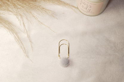 Gold Paper Clip with Mauve Pom & Flower Beads