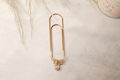 Gold Paper Clip with Crystal & Pearl Charm